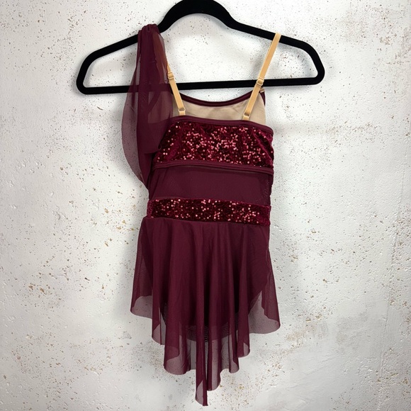 Weissman Elite Sequin Mesh Halter Dress Dance
Costume NEW Size IC Child Burgundy - Picture 4 of 10